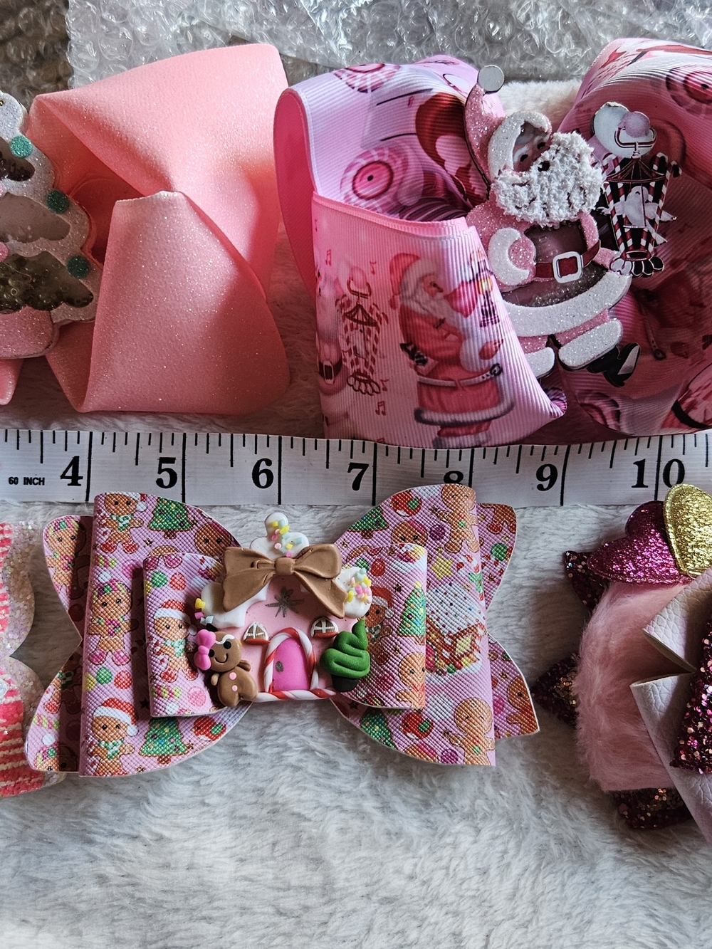5 pc Pink Christmas Bow Bundle